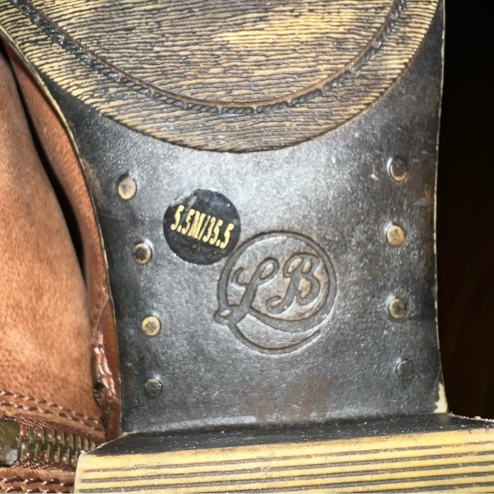 Lucky Brand Basel Brown Leather Distressed Ankle Booties Size 5.5 - Picture 7 of 12